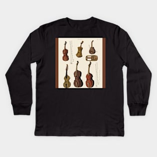 Antique Violin Viola, and Cello Kids Long Sleeve T-Shirt